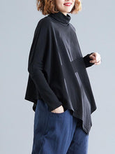 Loose Solid Cropped High-neck Shirt