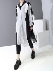 Loose Split-Joint Falbala Cropped Lapel Dress