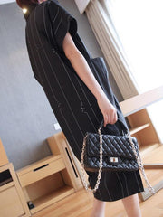 Loose Striped Shirt High-Low Dress