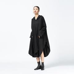 Women Irregular Solid Color Hooded Dress