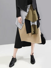 Tide Striped Cropped Stitching Skirt