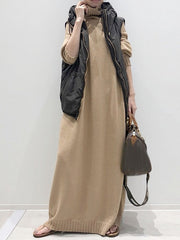 Temperament Loose High Neck Knitted Sweater Dress