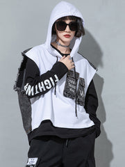 Fake Two Retro Hooded Tops