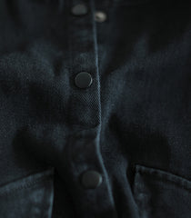 Stand Collar Printed Denim Coat
