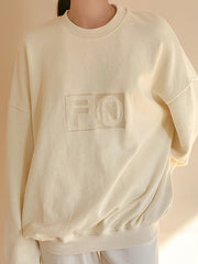 Women Loose Round Neck Letter Sweatshirt