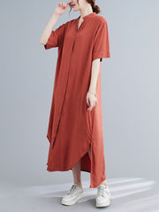 Loose V-Neck Skirt Short Sleeve Shirt