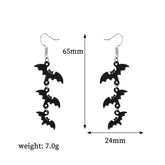 Black Bat Long Earrings