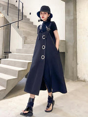 Black Loose Sleeveless A-Line Suspender Dress