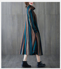 Men Retro Striped Turtleneck Dress