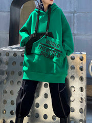 Women Plus Fleece Hooded Casual Sweatshirt