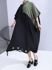 Loose Contrast Color Splicing Cropped Dress