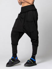 Harem Pants Roomy Elasticity Pure Color Split-Joint Ninth Pants Trousers