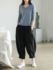 Loose Ramie Bloomer Pants