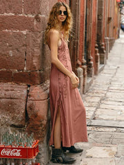 Flower Hollow Split-side Maxi Dress