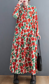 Loose Floral Print Midi Dress