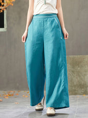 Artistic Retro Solid Wide Leg Pants