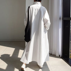 Solid Color Loose Midi Dress With Belted