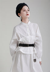 Elastic Ruffled Waist Long Sleeve Dress