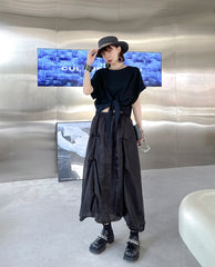 Women Solid Color Pleated Casual Loose Dress