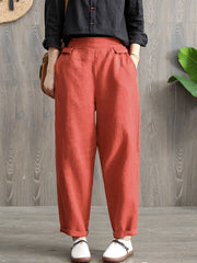 Vintage Ramie Cotton Solid Pant