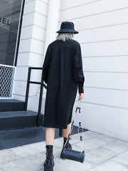 Women Loose Pullover Solid Color Dress