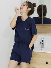 Comfortable Two-Pieces Short Sleeves Solid Pajama