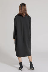 Women High Neck Stitching Stretch Casual Dress