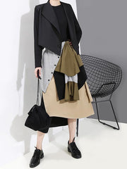 Tide Striped Cropped Stitching Skirt