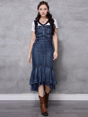 Vintage Splicing Sleeveless Jean Mermaid Dress