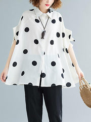 Loose Plus Size Polka-Dot Batwing Sleeve Shirt