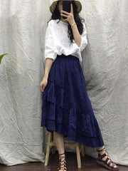 Original Solid Irregularity Falbala Skirt