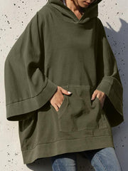 Hooded Loose Solid Color Sweatshirt