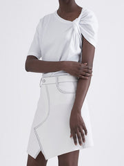 Personalized Twisted Solid Color Round Neck Short Sleeve T-Shirt