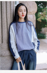 Women Round Neck Long Sleeve Loose Casual Sweatshirt