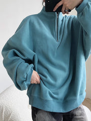 Women Retro Stand Collar Sweatshirt