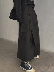 Black Cropped Wide Leg Culottes Pants