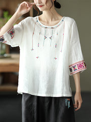 Retro Loose Embroidered T-Shirt