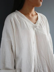 3Color Comfortable National Style Botton Blouses