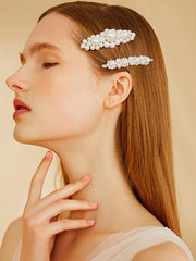 Faux Pearl Hair Clip Beaded Metal Slide In Hair Clip