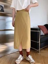 High Waist Hip Front Slit A-Line Skirt