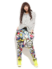 Loose Colorful Printing Harem Pants