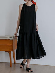 Two Pieces Vintage Round-Neck Sleeveless Dress