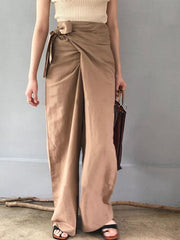 Pure Color Lace-Up Casual Trousers