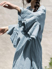 Linen Falbala Sleeves Ramie Cotton T-shirt