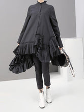 Plain Pleated Cropped Shirt Dress