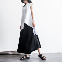 Women Irregular Simple Sleeveless Casual Shirt