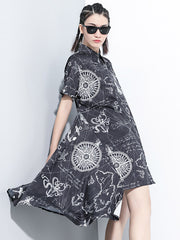 Original Irregularity Printed Shirts Dress