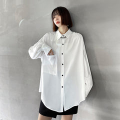 Casual Loose Irregular Solid Color Shirt