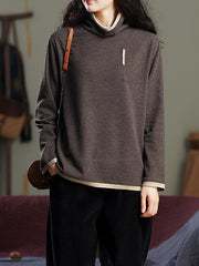 Pullover Solid High-Neck T-Shirt