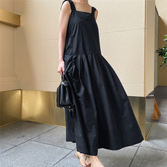 Women Over Knee Ruffle Doll Dress Casual Suspender Dress